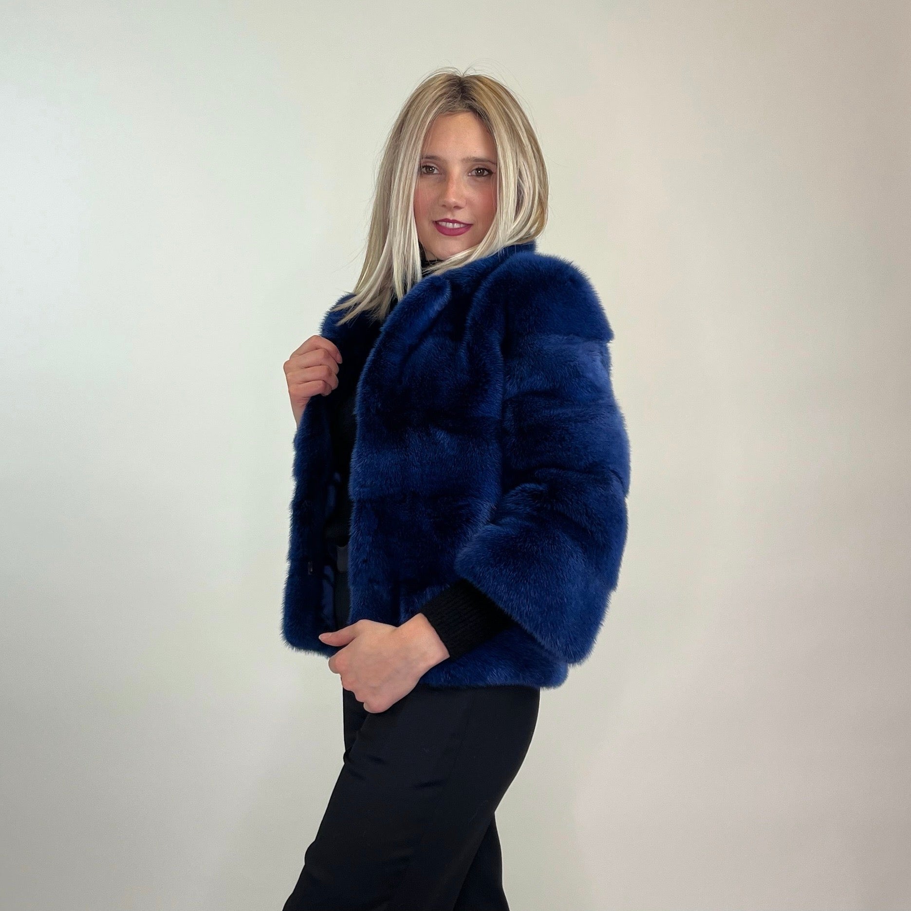 FLAVIO CASTELLANI Pelliccia corta in visone  bluette