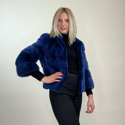 FLAVIO CASTELLANI Pelliccia corta in visone  bluette