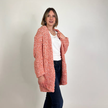 FOGAL Capospalla cardigan tricot bianco e arancio