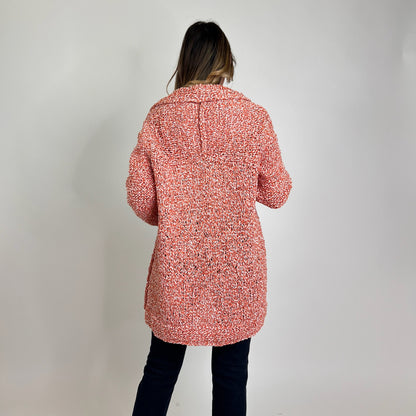FOGAL Capospalla cardigan tricot bianco e arancio
