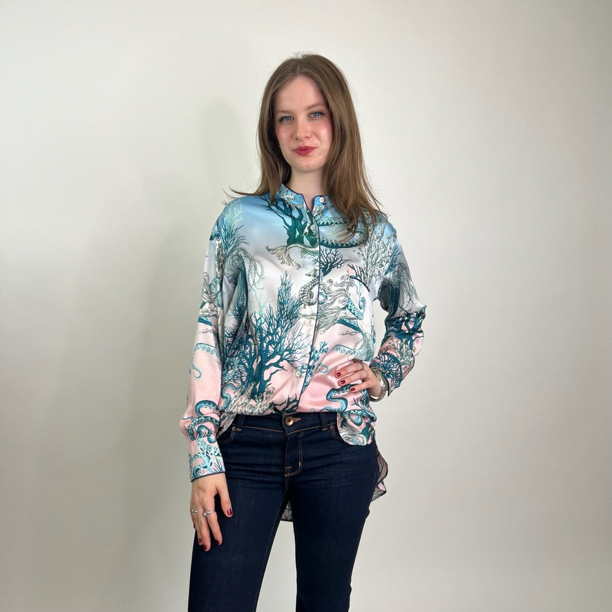 FOR RESTLESS SLEEPERS Camicia in seta stampa coralli
