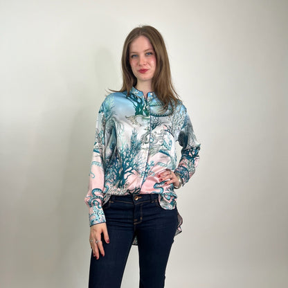 FOR RESTLESS SLEEPERS Camicia in seta stampa coralli