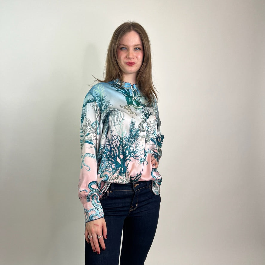 FOR RESTLESS SLEEPERS Camicia in seta stampa coralli