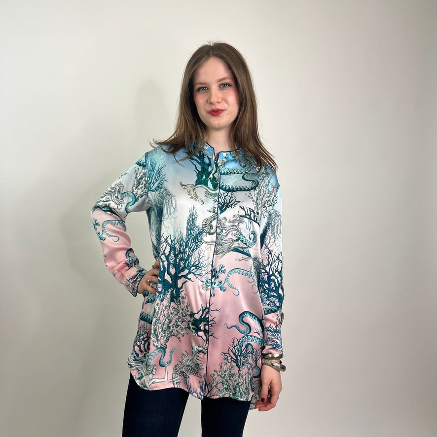 FOR RESTLESS SLEEPERS Camicia in seta stampa coralli