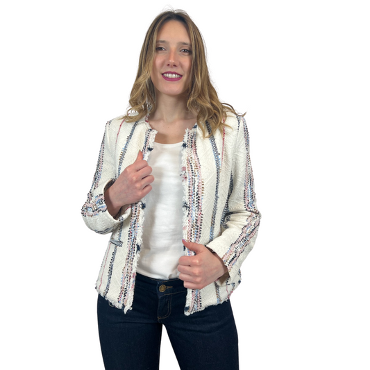 GERARD DAREL Giacca in tessuto tramato bianco panna
