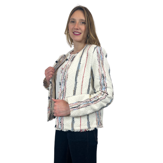 GERARD DAREL Giacca in tessuto tramato bianco panna