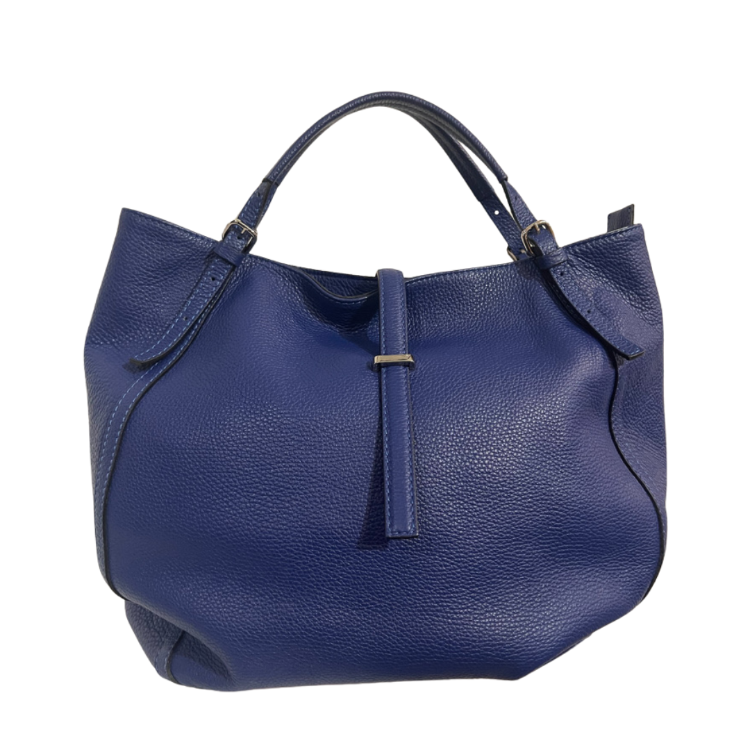 GIANNI CHIARINI Borsa in pelle martellata bluette
