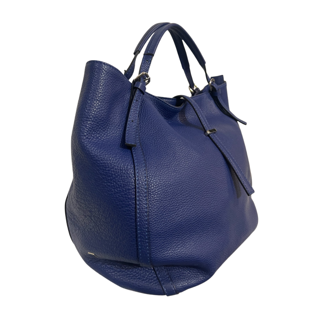 GIANNI CHIARINI Borsa in pelle martellata bluette