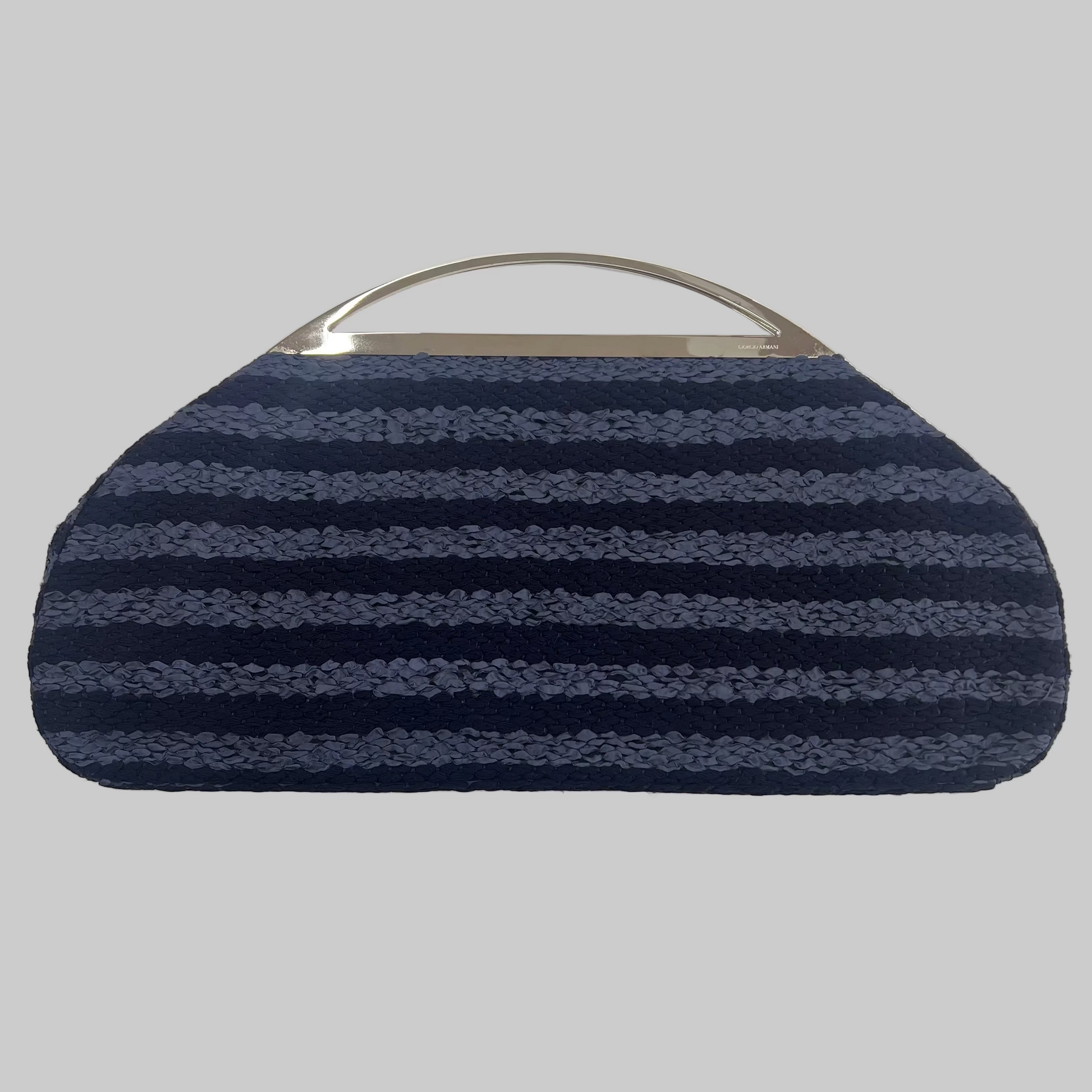 GIORGIO ARMANI Borsa ad uncinetto a righe blu