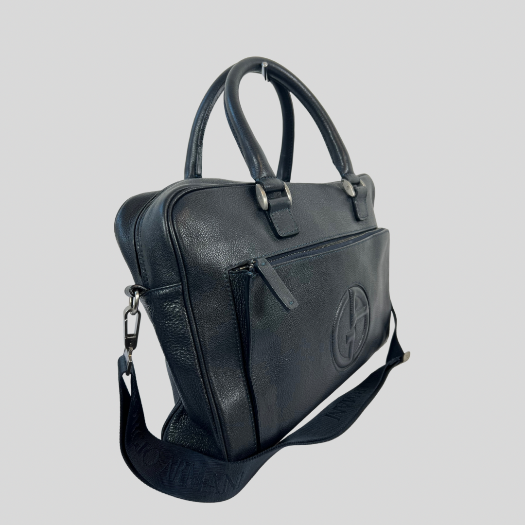GIORGIO ARMANI Borsa da lavoro in pelle blu 