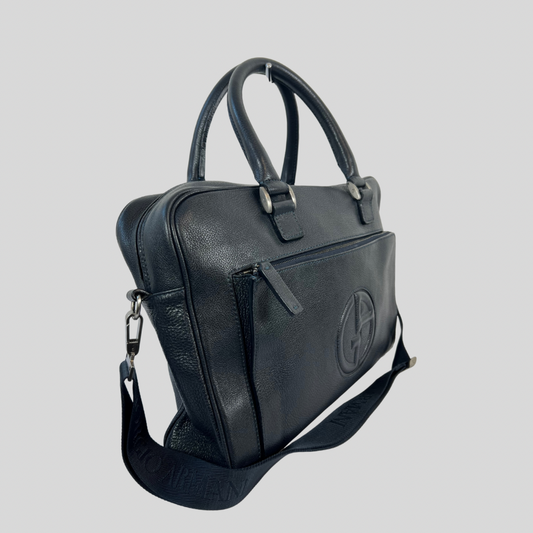 GIORGIO ARMANI Borsa da lavoro in pelle blu 