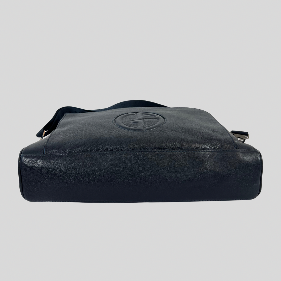 GIORGIO ARMANI Borsa da lavoro in pelle blu 