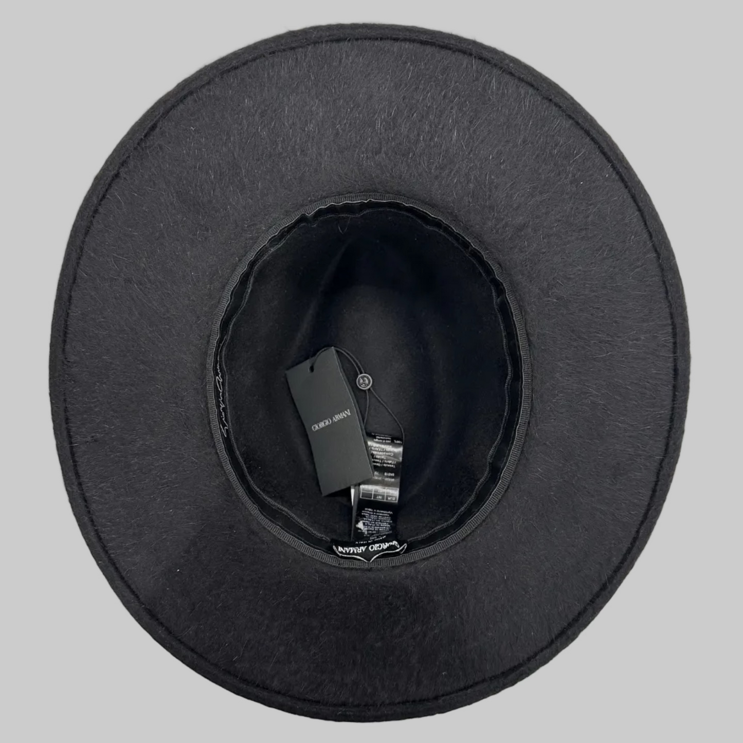 GIORGIO ARMANI Cappello nero in pelo di coniglio con bordo alzata in canneté nero
