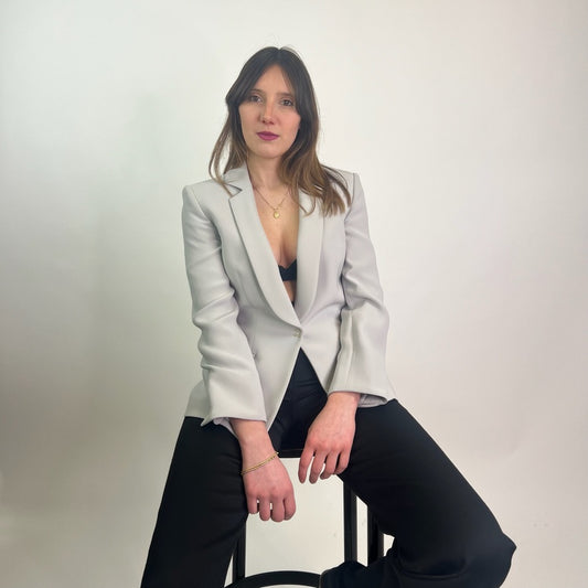 GIORGIO ARMANI Giacca blazer grigio perla 
