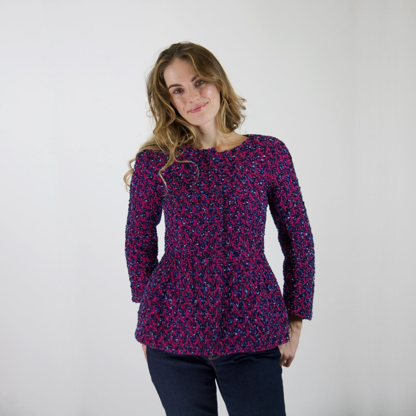 GIORGIO ARMANI Giacca in tweed rosa pink e blu