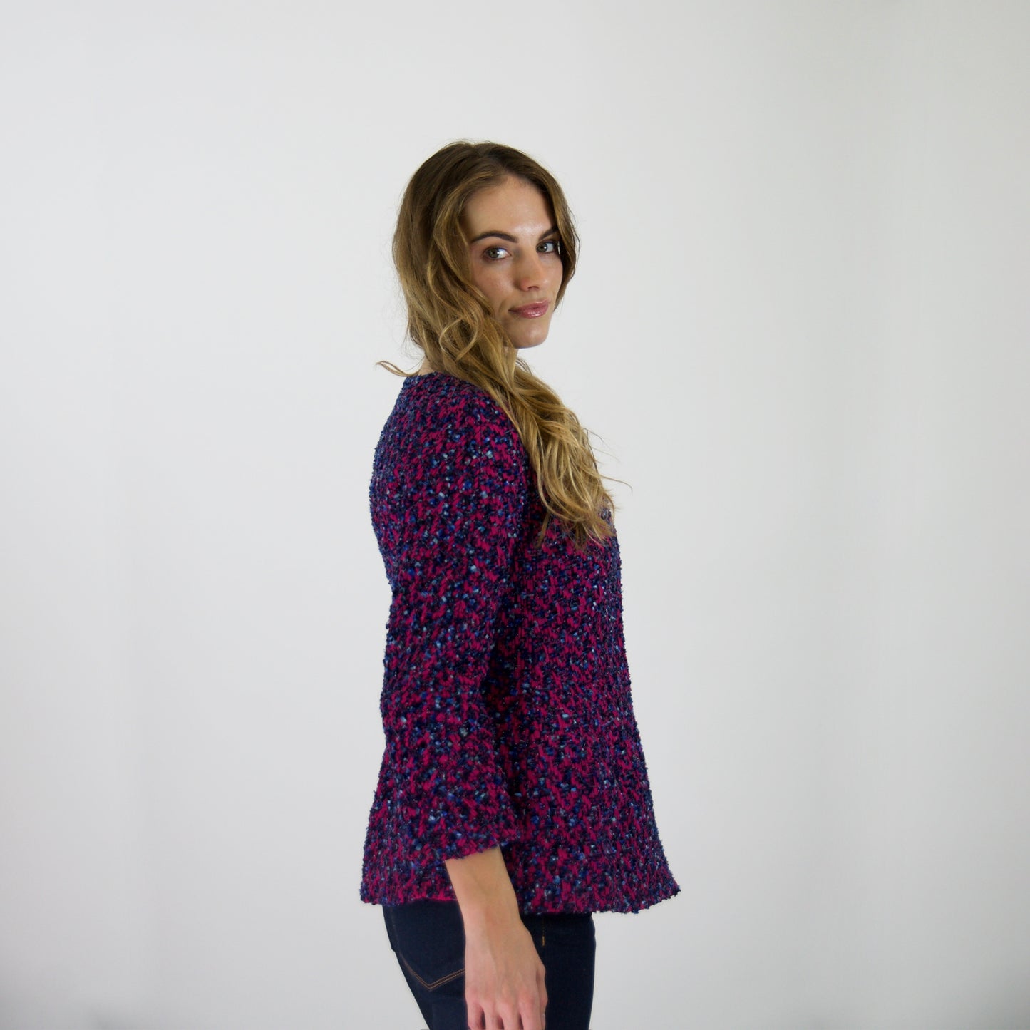 GIORGIO ARMANI Giacca in tweed rosa pink e blu