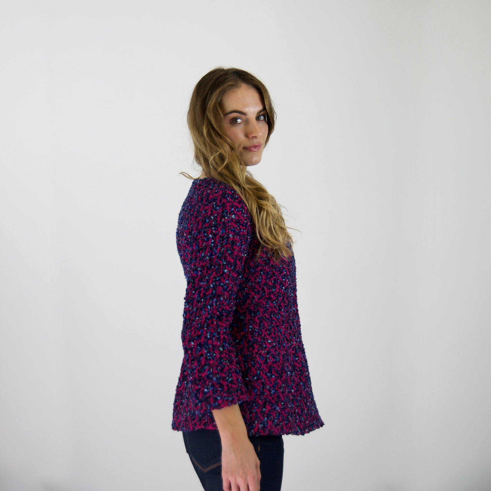 GIORGIO ARMANI Giacca in tweed rosa pink e blu