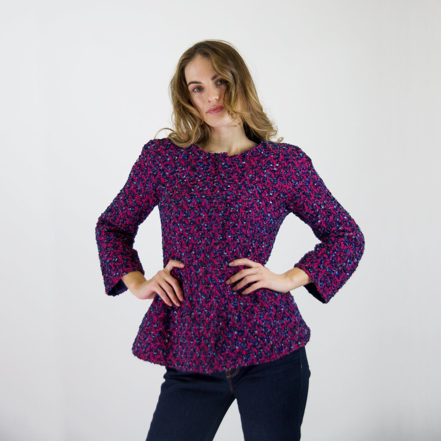 GIORGIO ARMANI Giacca in tweed rosa pink e blu