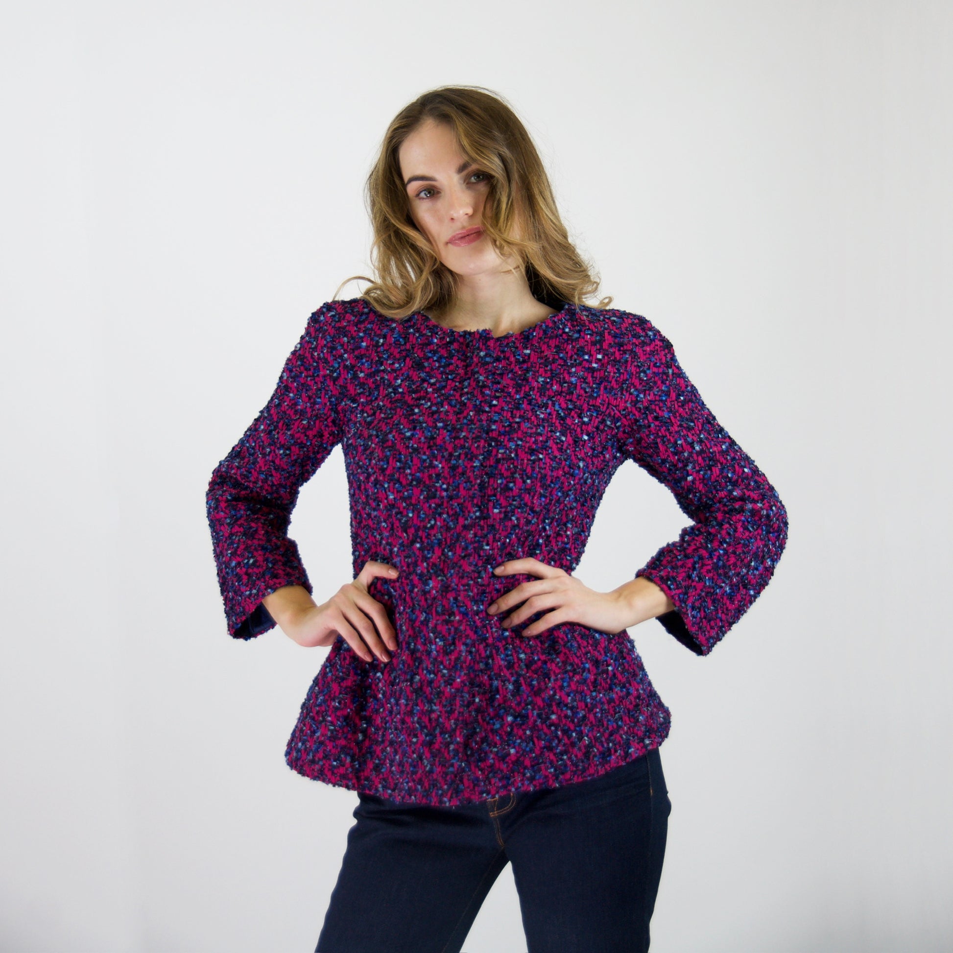 GIORGIO ARMANI Giacca in tweed rosa pink e blu