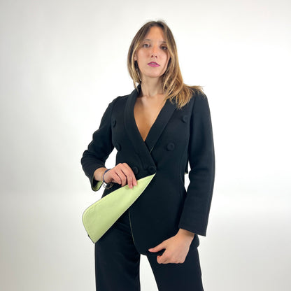 GIORGIO ARMANI Giacca nera con dettagli verde lime
