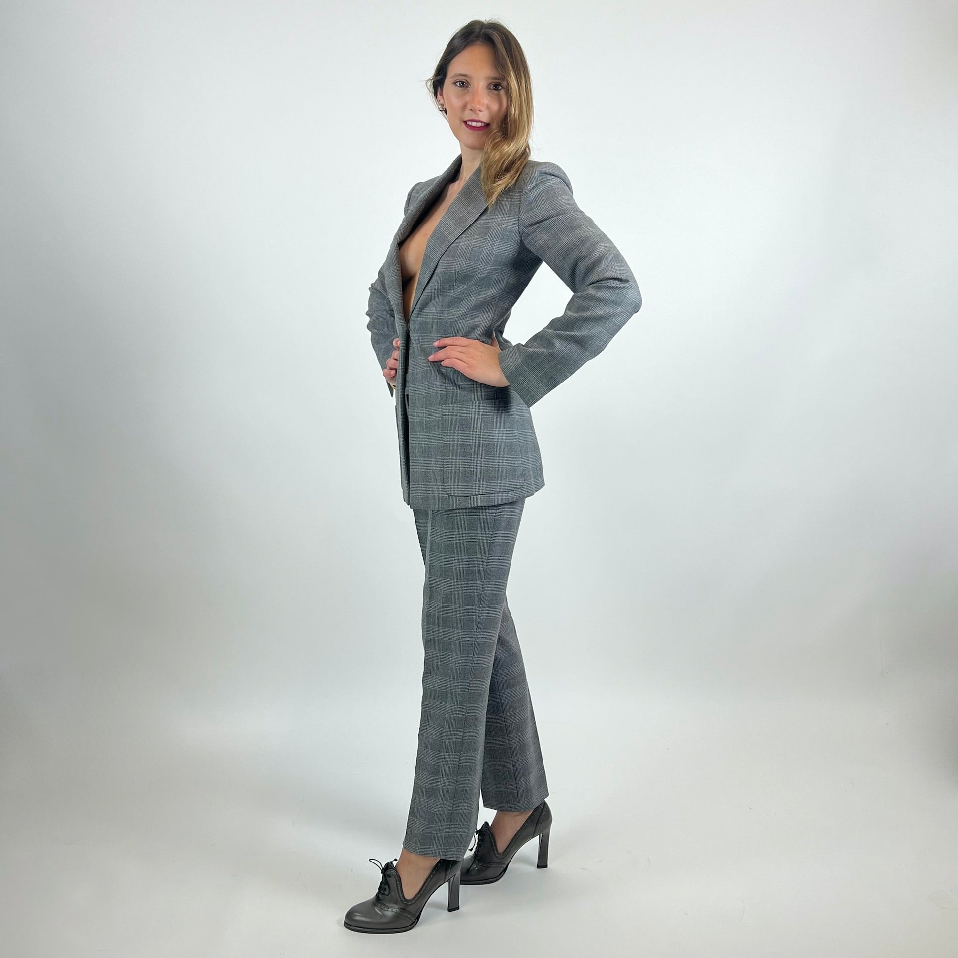 GIORGIO ARMANI Tailleur in prince de galles grigio