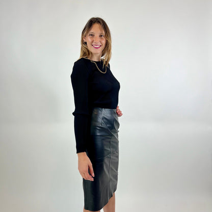 GIVENCHY Maglia a costine con catena oro