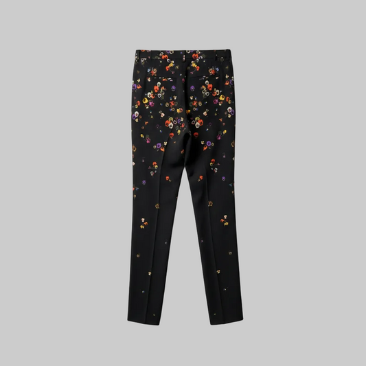 GIVENCHY Pantalone nero classico con stampa fiorellini