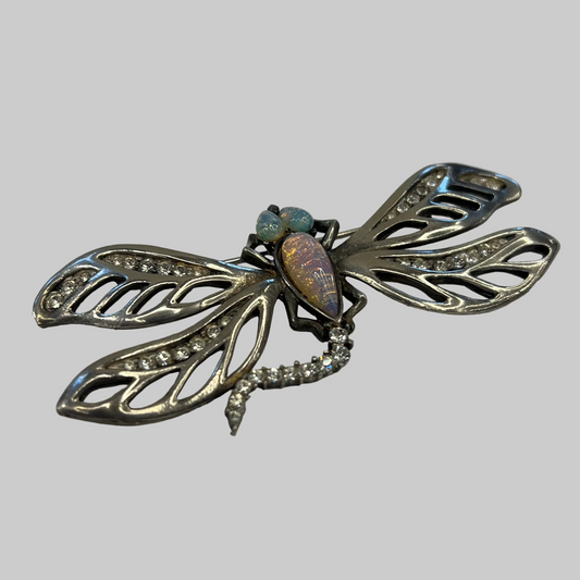 GIVENCHY Spilla vintage in argento a forma di libellula