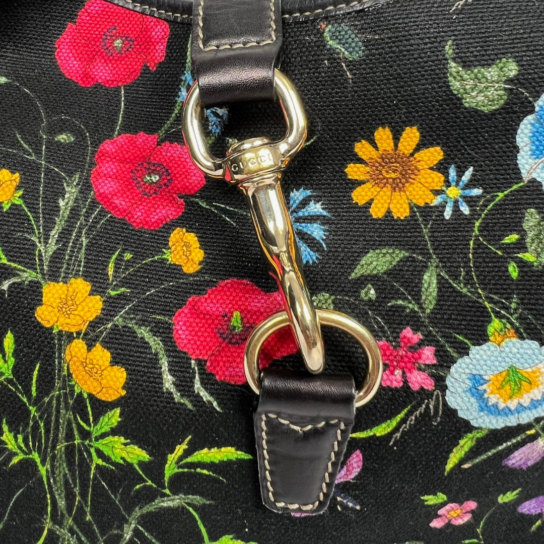GUCCI Borsa Jackie'O in tessuto Flora nero