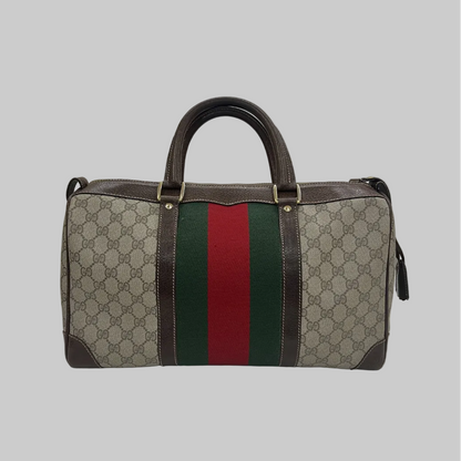 GUCCI Borsa bauletto "Boston" grande canvas cerato