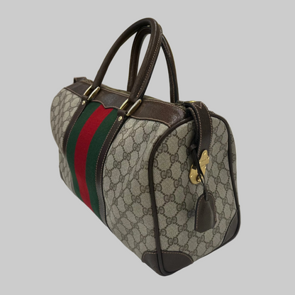 GUCCI Borsa bauletto "Boston" grande canvas cerato
