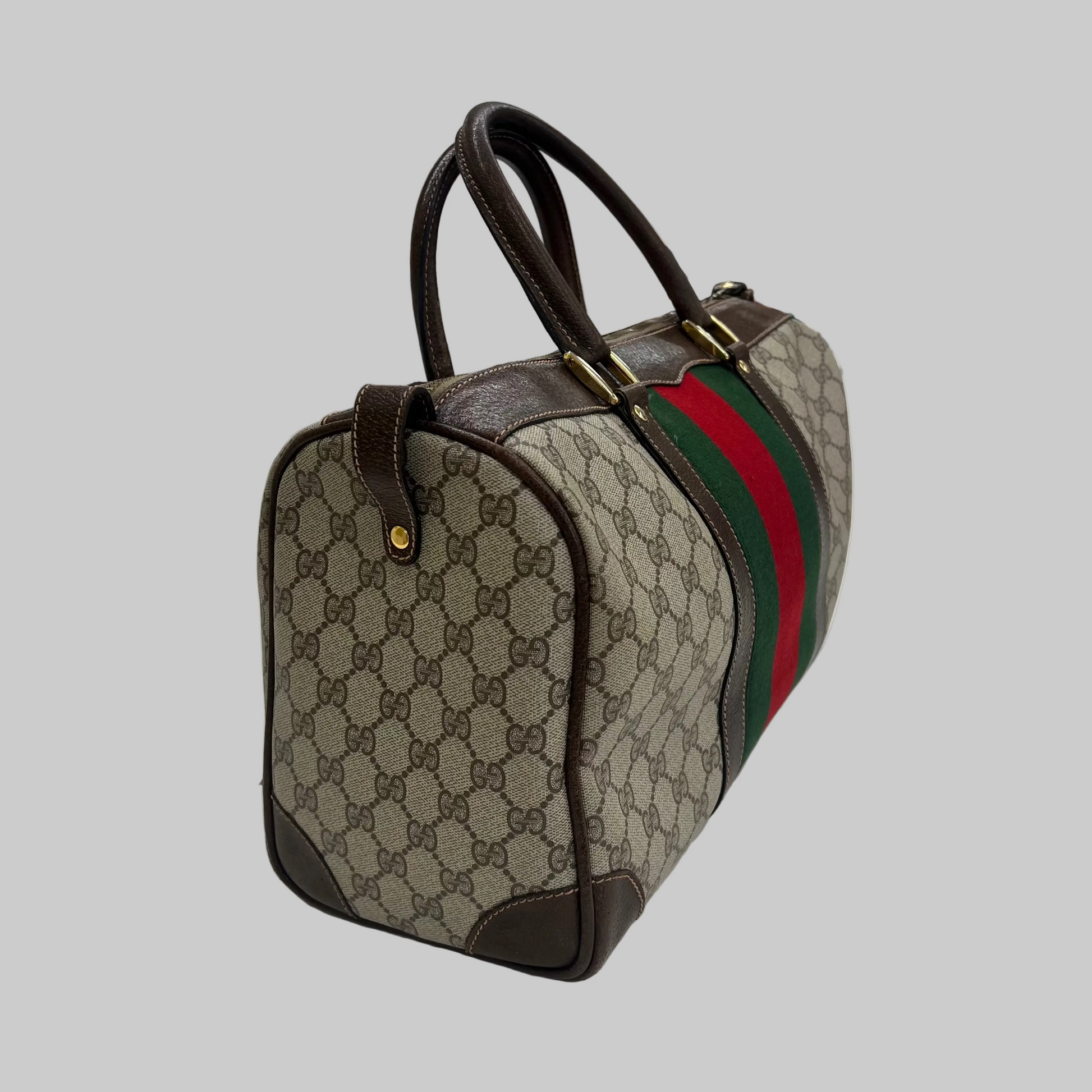 GUCCI Borsa bauletto "Boston" grande canvas cerato