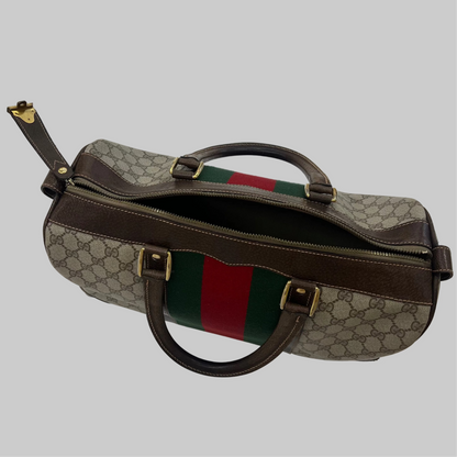 GUCCI Borsa bauletto "Boston" grande canvas cerato
