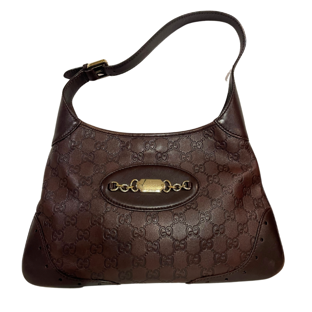 GUCCI Borsa in pelle Guccissima marrone