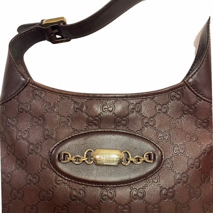 GUCCI Borsa in pelle Guccissima marrone