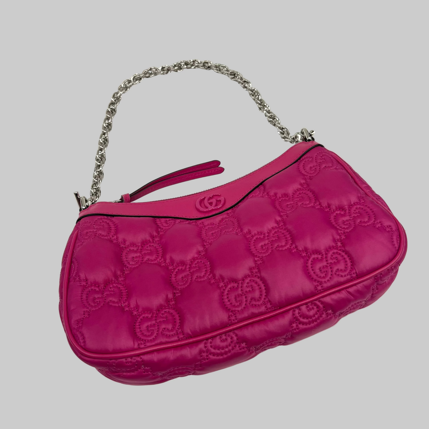 GUCCI Borsa in tessuto trapuntato fucsia logata