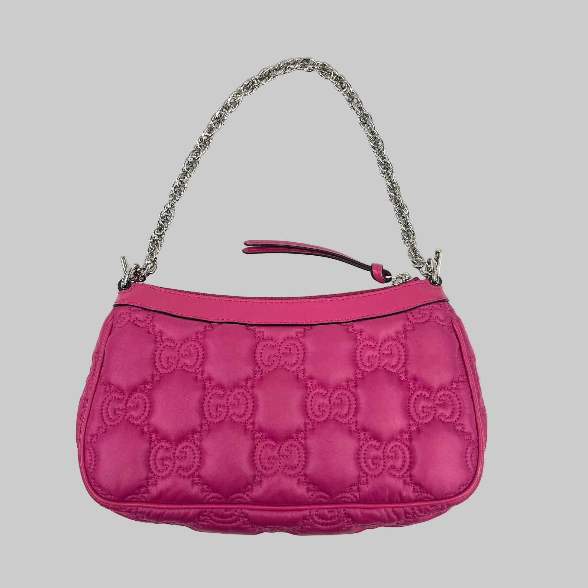 GUCCI Borsa in tessuto trapuntato fucsia logata