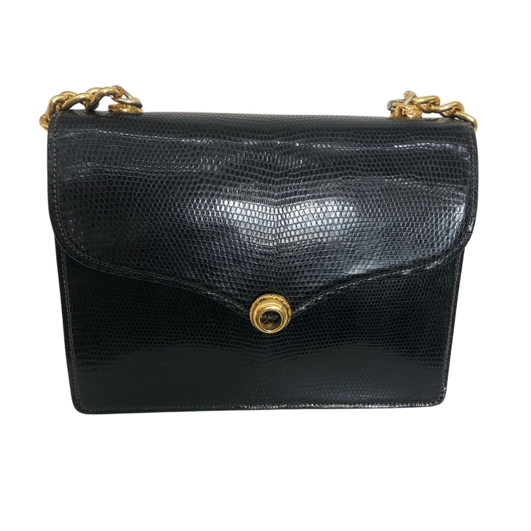 GUCCI Borsa vintage nera con catena oro