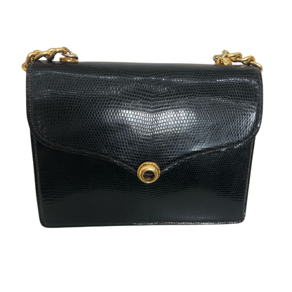 GUCCI Borsa vintage nera con catena oro