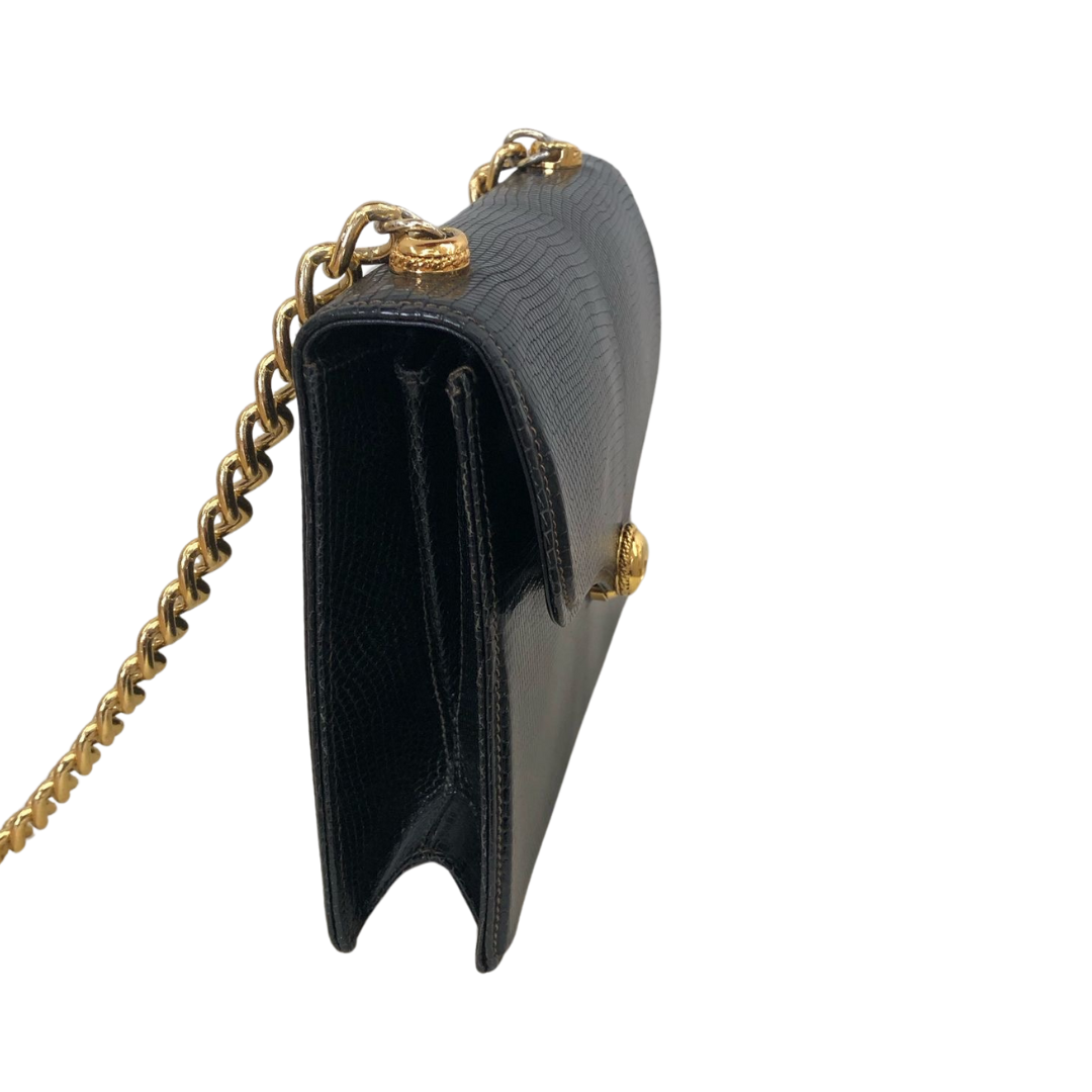 GUCCI Borsa vintage nera con catena oro