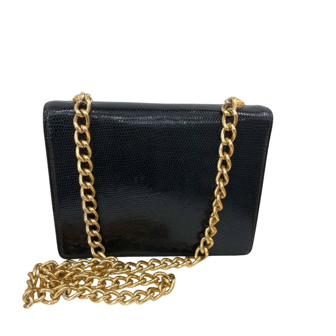 GUCCI Borsa vintage nera con catena oro