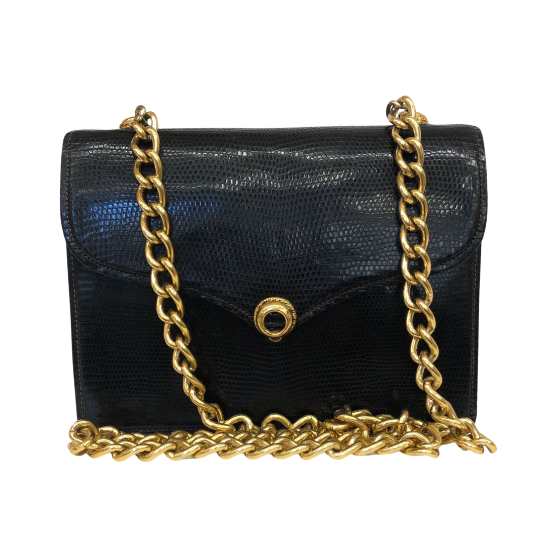 GUCCI Borsa vintage nera con catena oro