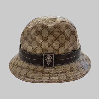 GUCCI Cappello da pescatore in tela cerata GG beige