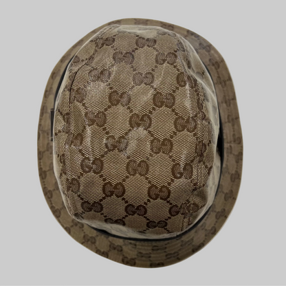 GUCCI Cappello da pescatore in tela cerata GG beige