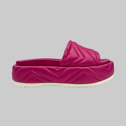 GUCCI Ciabattina Angelina in tessuto fucsia con logo