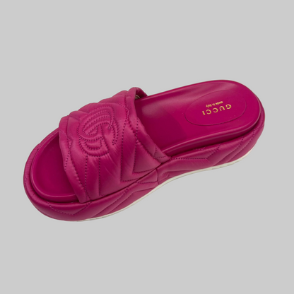 GUCCI Ciabattina Angelina in tessuto fucsia con logo