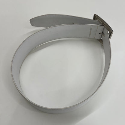 GUCCI Cintura in pelle bianca fibbia quadrata argento