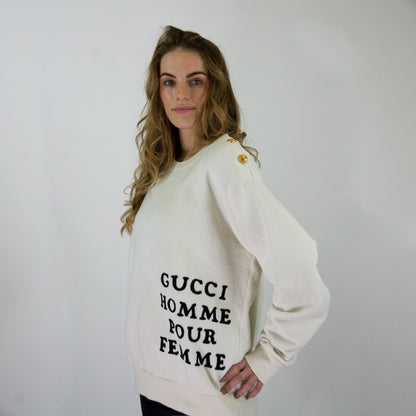 GUCCI Felpa cotone bianco naturale