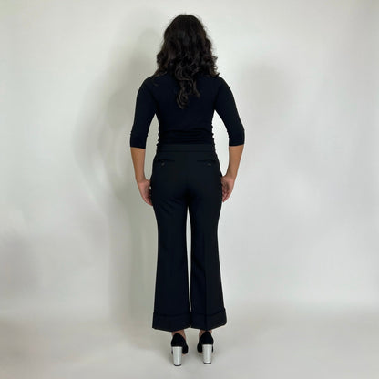 GUCCI Pantalone nero in lana con staffe su punto vita