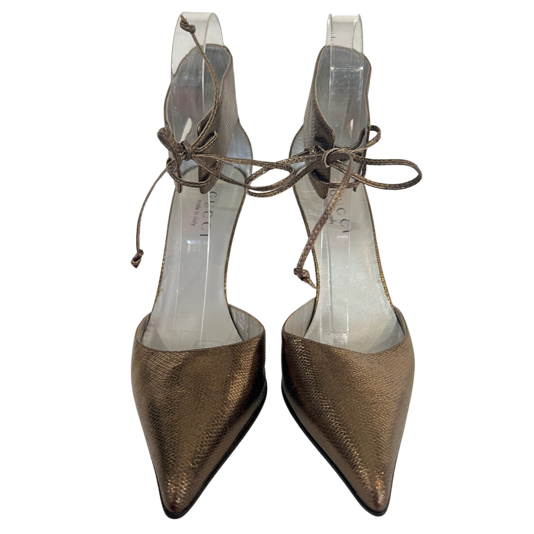 GUCCI Scarpa decolté in pelle color bronzo